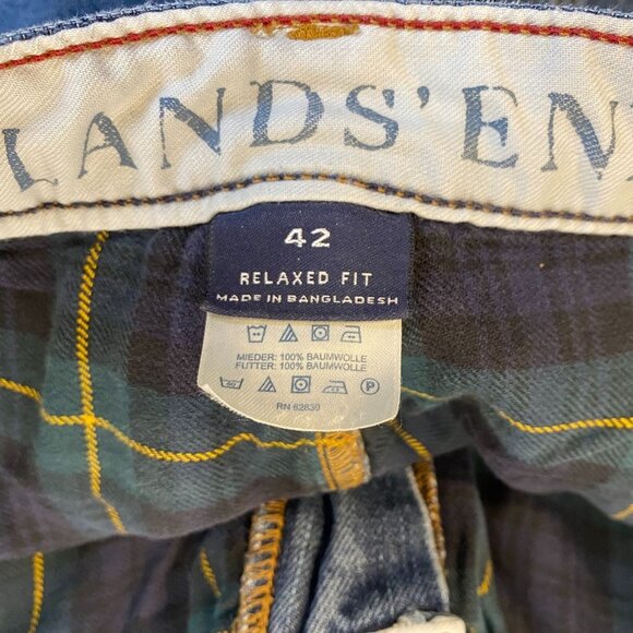 Lands' End Men's Fleece Lined Jeans 42x29 Relaxed Fit Plaid Lining - Picture 3 of 16